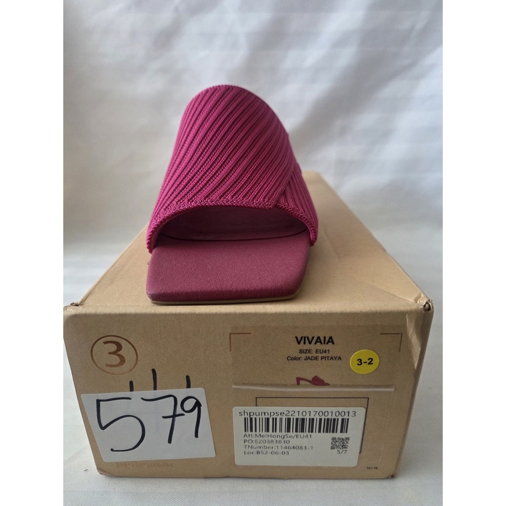 VIVAIA Jade Pitaya Pink Knit Square Toe Block Heel Mules Sandals EU 41 US 9.5 - Picture 7 of 13